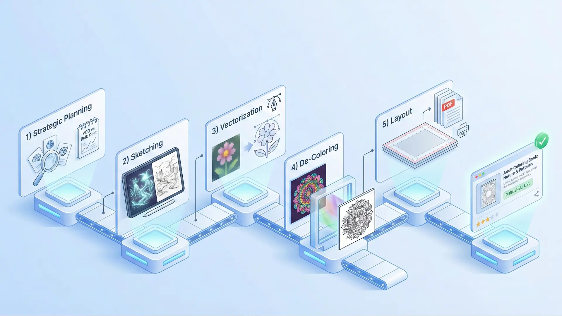 CBE Workflow: Plan → Generate → Clean → Layout → Publish (5 Steps)